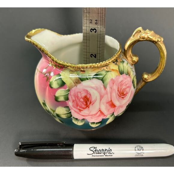 Nippon Cottage Rose Hand Painted Creamer, Gold Trim - VTG Porcelain Table wear - Picture 6 of 6